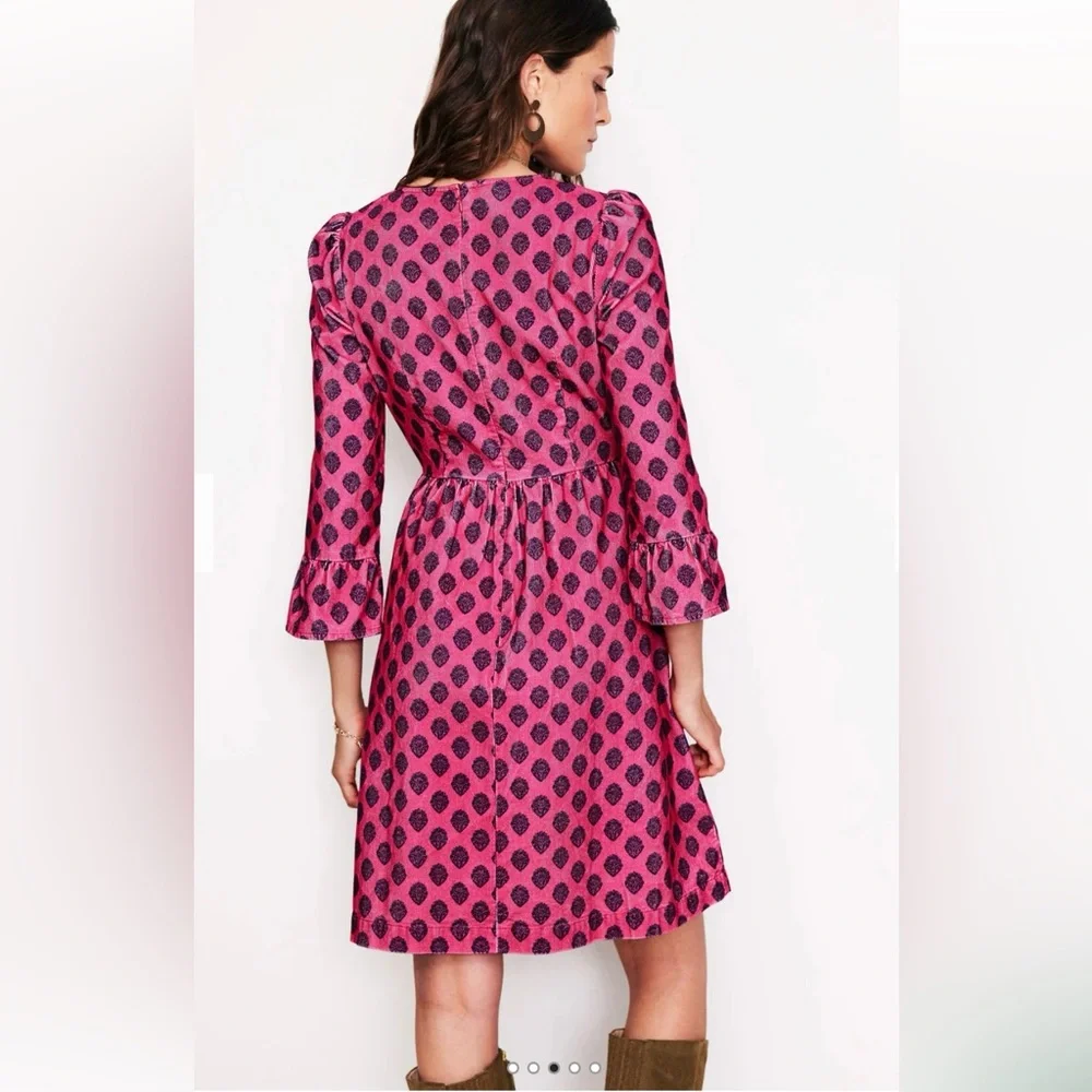 Boden Ora Pink Corduroy Dress 4 Long